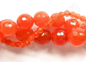 Orange Red Jade  -  Faceted Round