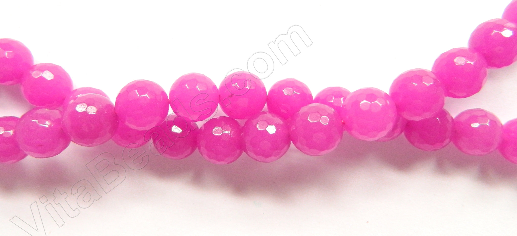 Bright Fuchsia Pink Mashan Jade  -  Faceted Round  16"