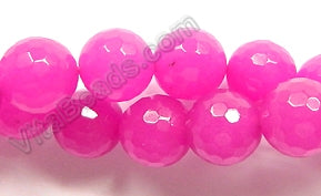 Bright Fuchsia Pink Mashan Jade  -  Faceted Round  16"