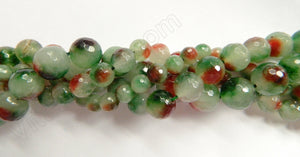 Green Red Candy Jade  -  Faceted Round  16"