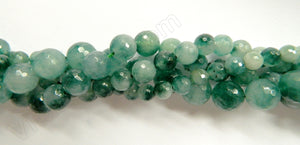 Green White Candy Jade  -  Faceted Round  16"