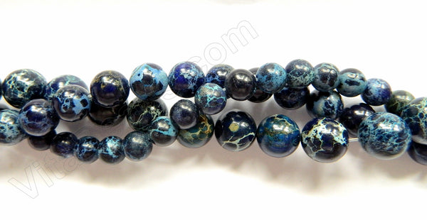 Navy Blue Impression Jasper AA  -  Smooth Round Beads  16"