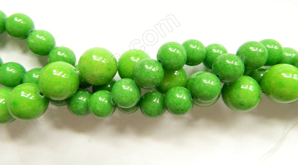 Bright Spring Green Jade -  Smooth Round Beads  16"