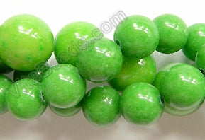 Bright Spring Green Jade -  Smooth Round Beads  16"