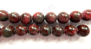 Iridescence Dark Red Jade -  Big Smooth Round Beads  16"