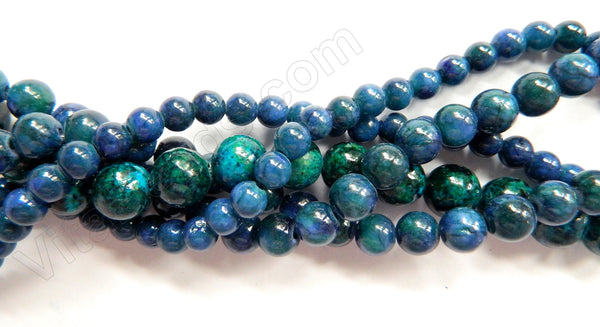 Turquoise Malachite Mashan Jade - Smooth Round Beads  16"