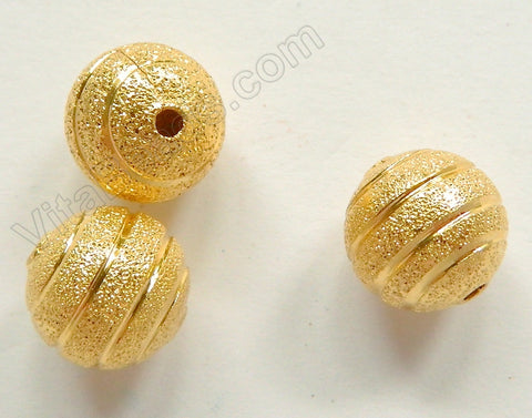 Gold Plated Copper Stardust Round Beads - Lines
