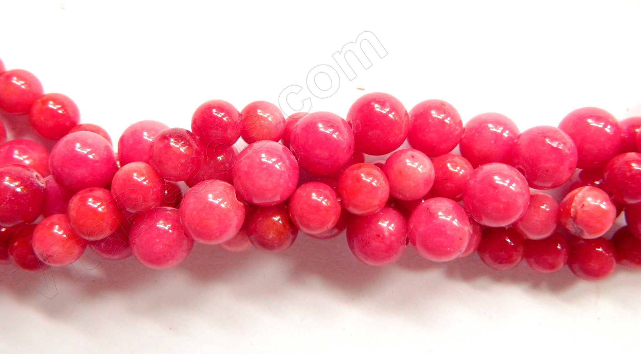 Dark Peach Red Candy Jade - Smooth Round Beads  16"