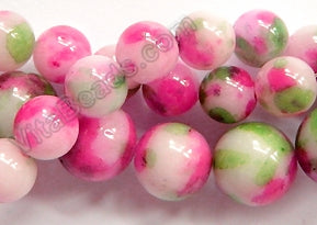 Red Green Candy Jade - Smooth Round Beads  16"