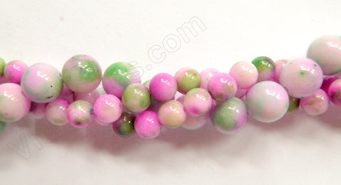 Purple Green Candy Jade - Smooth Round Beads  16"