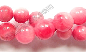 Red White Candy Jade - Smooth Round Beads  16"