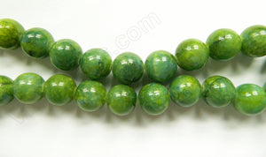 Grass Green Jade -  Big Smooth Round Beads  16"