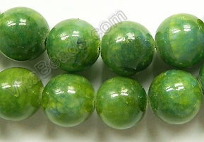 Grass Green Jade -  Big Smooth Round Beads  16"