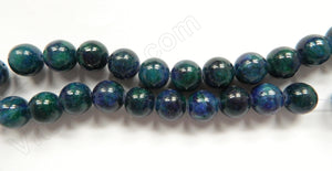 Azurite Malachite Jade -  Big Smooth Round Beads  16"