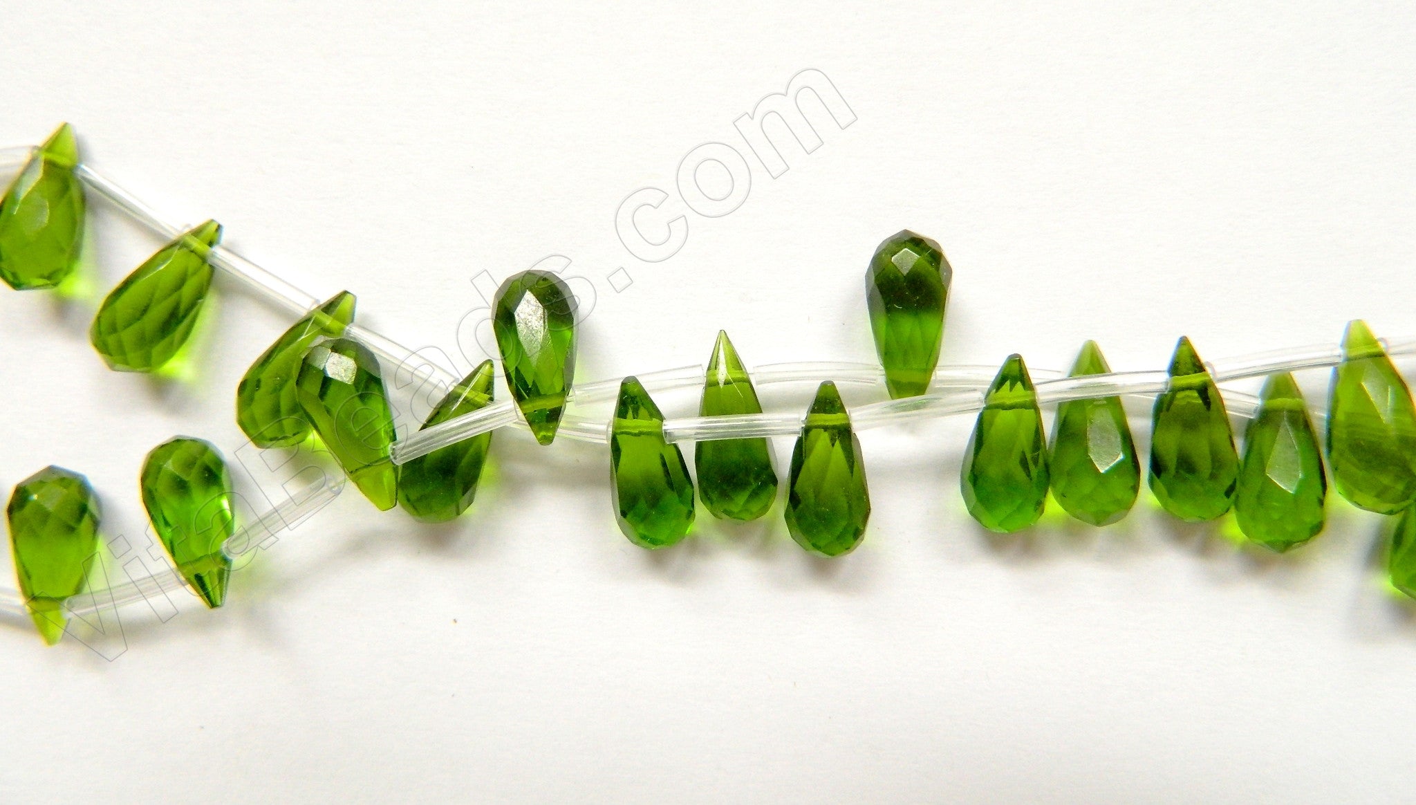 Dark Green Crystal - 6x13mm Faceted Long Teardrops 16"