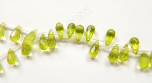 Olive Green Crystal - 6x13mm Faceted Long Teardrops 16"