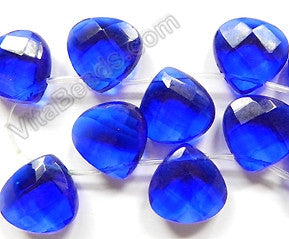 Royal Blue Crystal Quartz  -  20mm Faceted Flat Briolette 8"