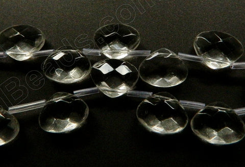 Clear Crystal - 15x12mm Faceted Flat Briolette 6"