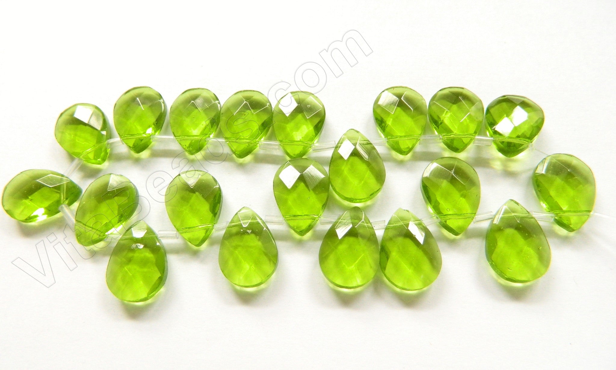 Peridot Crystal - 13x18mm Faceted Flat Briolette 6"