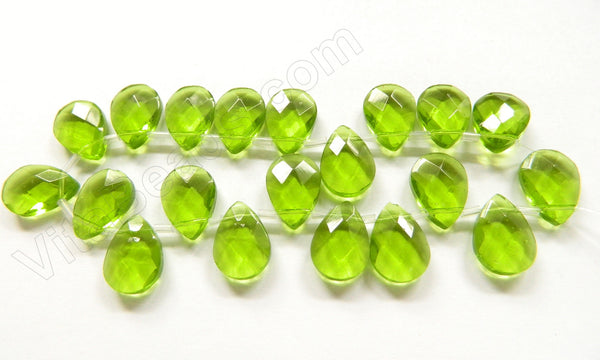 Peridot Crystal - 13x18mm Faceted Flat Briolette 6"