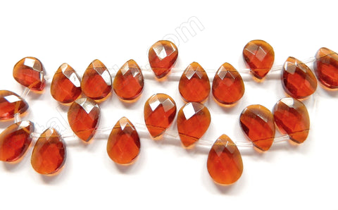 Dark Amber Crystal - 13x18mm Faceted Flat Briolette 6"