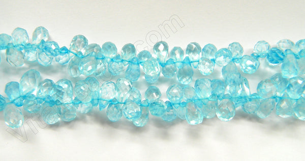 Sky Blue Topaz  -  dyed - 7-12mm Faceted Teardrop Head Drill 15"