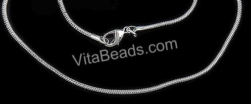 Platinum Plated Brass Snake Chain Necklace with Lobster Clasps 18"