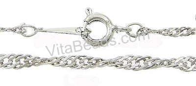 Platinum Plated Brass Twist Chain Necklace with Spring Ring Clasps  16"