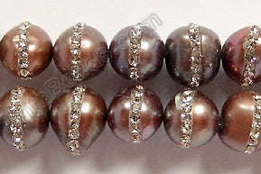 Fresh Water Pearl   -  Dark Lavender Brown Potato w/ Marcasite 16"