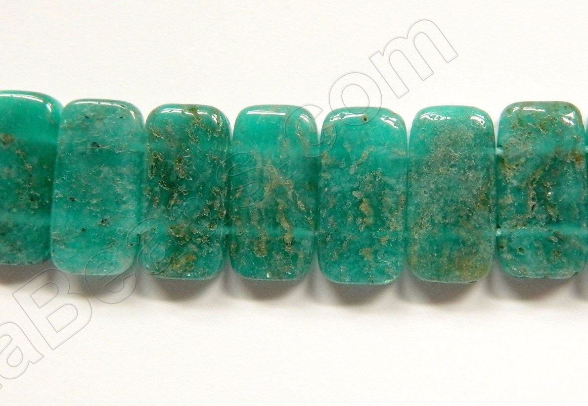 Russia Amazonite Dark A  -  20x10mm Double Drilled Rectangles  16"