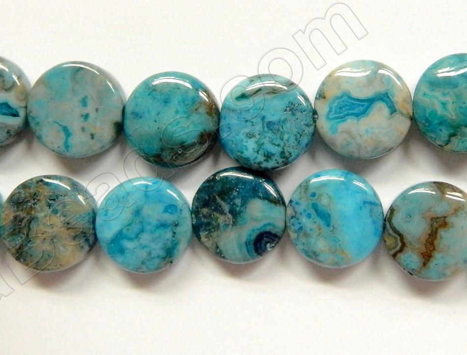 Blue Brazilian Agate  -  Puff Coins  16"