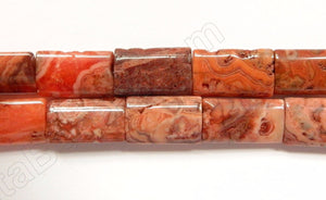 Red Brazilian Agate  -  Puff Thin Tubes  16"
