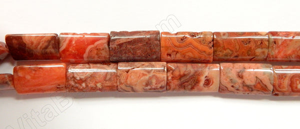 Red Brazilian Agate  -  Puff Thin Tubes  16"