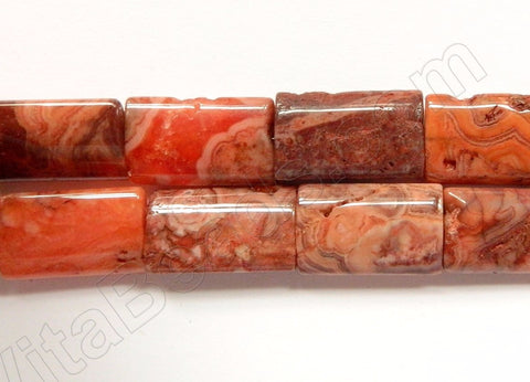 Coral Red Brazilian Agate  -  Puff Thin Tubes  16"