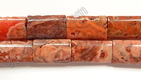 Red Brazilian Agate  -  Puff Thin Tubes  16"