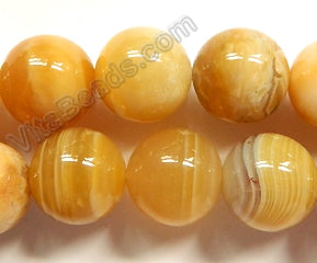 Yellow Botswana Agate  -  Big Smooth Round Beads  16"