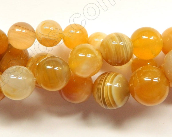 Yellow Botswana Agate  -  Smooth Round Beads  16"