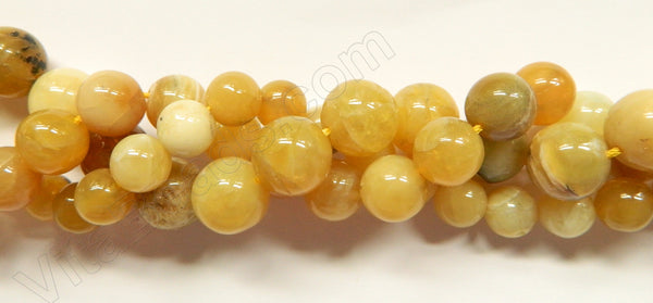 Yellow Opal  -  Big Smooth Round Beads  16"