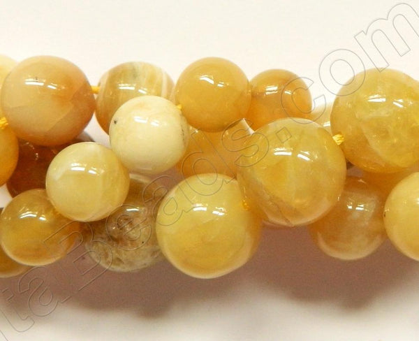 Yellow Opal  -  Big Smooth Round Beads  16"