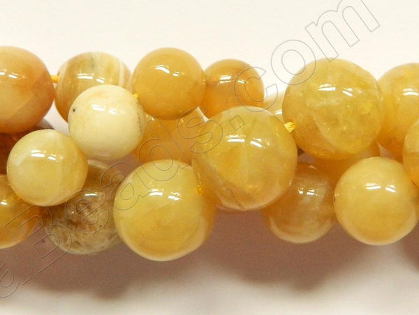 Yellow Opal  -  Smooth Round Beads  16"