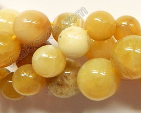 Yellow Opal  -  Big Smooth Round Beads  16"