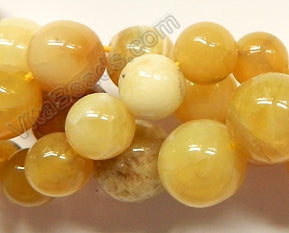 Yellow Opal  -  Smooth Round Beads  16"