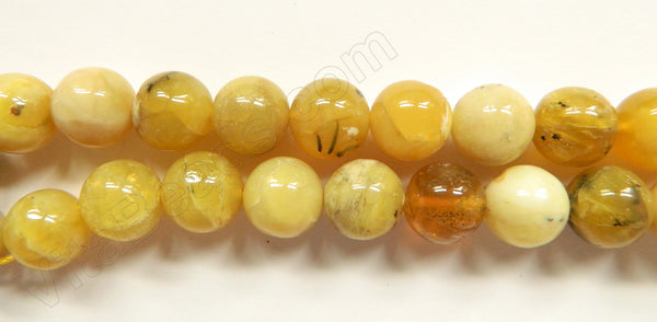 Yellow Opal  -  Big Smooth Round Beads  16"