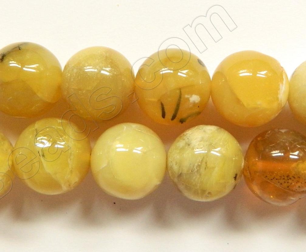 Yellow Opal  -  Big Smooth Round Beads  16"