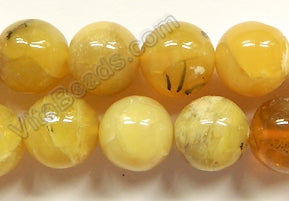 Yellow Opal  -  Big Smooth Round Beads  16"