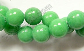 Apple Green Jade - Smooth Round Beads  16"     10 mm