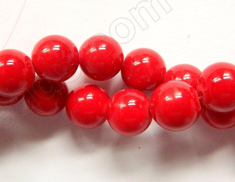 Xmas Red Jade - Smooth Round Beads  16"