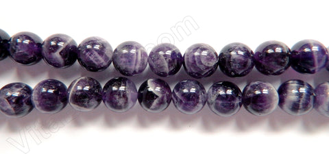 Sage Amethyst Dark  -  Smooth Round Beads 16"