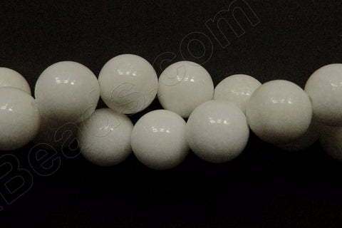 White Mashan Jade - Smooth Round Beads  16"