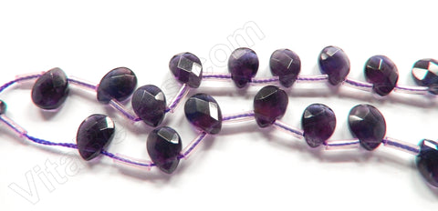 Amethyst Natural A Dark India  -  8x12mm Faceted Flat Briolette  16"
